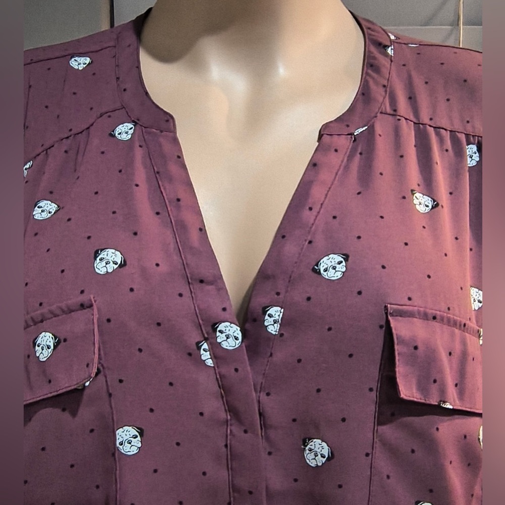 Torrid 3 Harper Women’s 3X Generous Fit pug pattern Top - Picture 2 of 5
